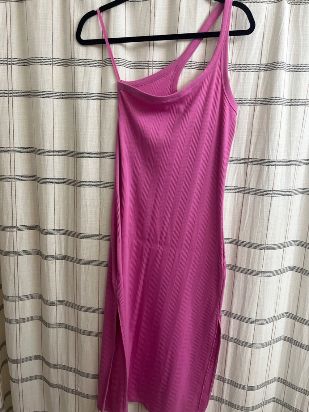 aerie One-Shoulder Ribbed Magenta Dress with Side Slit NWOT M